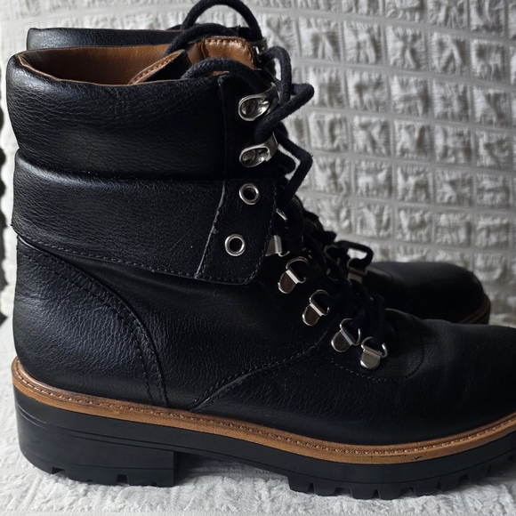 Indigo Black Leather Combat Boots - Picture 3 of 8